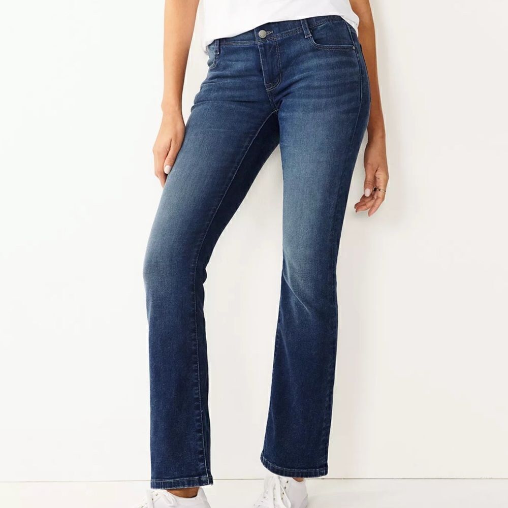 New! Nine West Santa Monica Bootcut Mid Rise Bootcut Curvy Blue Jeans Sz 6/27